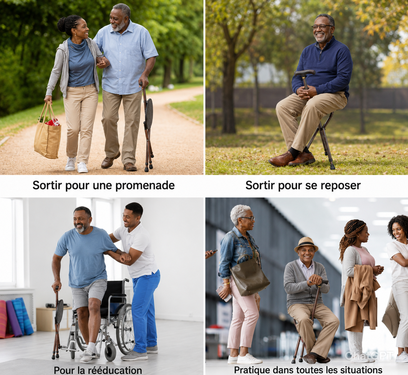 Canne Siège Pliable Réglable – Marchez et Reposez-vous Partout en Toute Sérénité